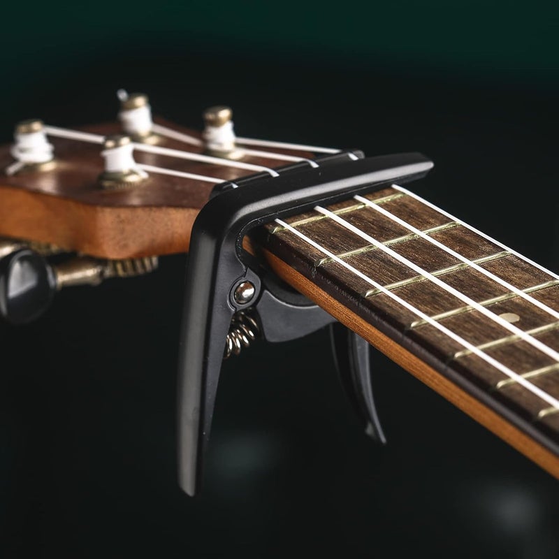 Donux Ukulele Capo for Soprano, Concert, Tenor, Baritone Ukulele with felt picks (Matte Black) - Image 3